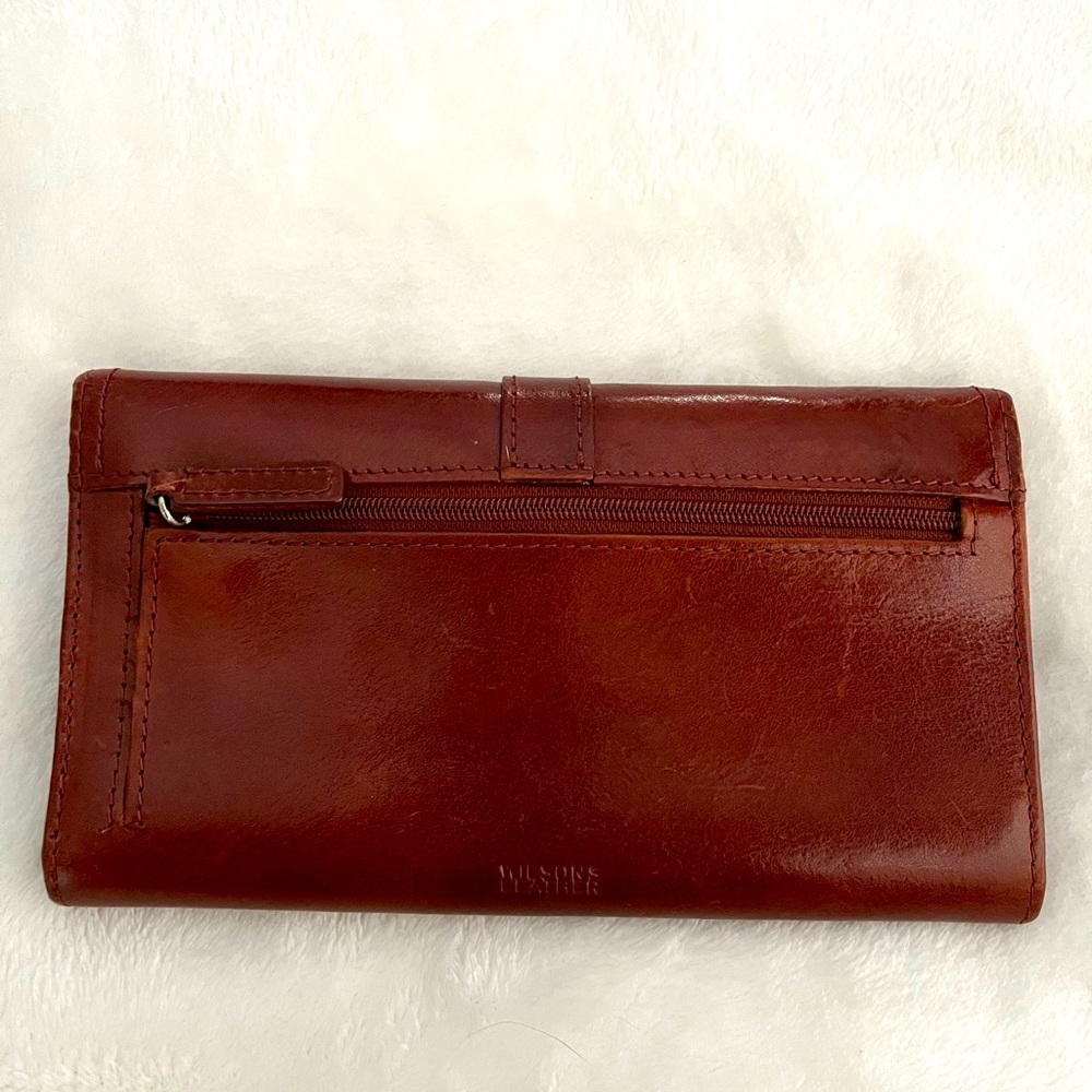 Vintage brown leather checkbook wallet